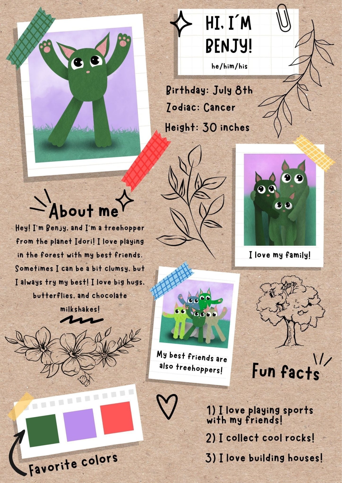 Benjy the Treehopper Eco - Friendly Plush Toy - Idori